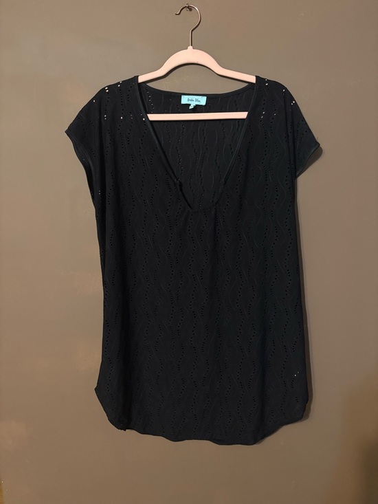 Aruba Blue Other - Black Eyelet V-Neck Swim Coverup